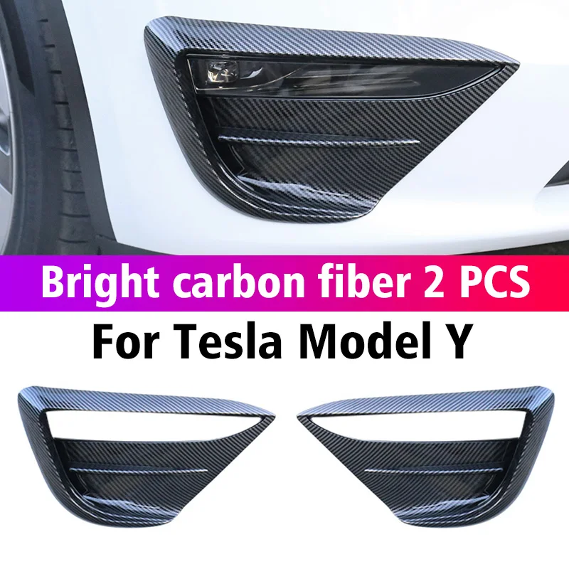 Car Front Fog Lamp Spoiler Wind Knife Protective Carbon Cover For Tesla 2021-2022 Model 3 Model Y Decoration Sticker Accessories car stickers Car Stickers