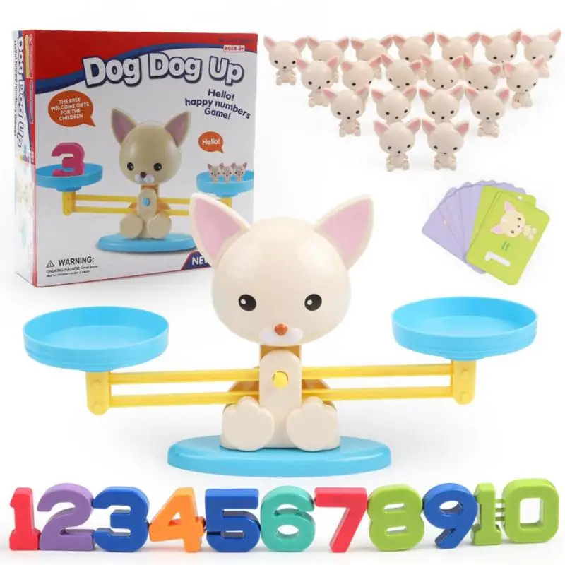 Math Match Game Board Scale Toys ABS Plastics Monkey Dog Digital Balance Scale Children Educational Toy Kid Gifts - Цвет: C