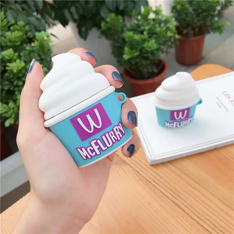 3D забавные беспроводные bluetooth-наушники McDonald McFlurry Ice Cream для Apple Airpods 1/2 силиконовый защитный чехол для наушников