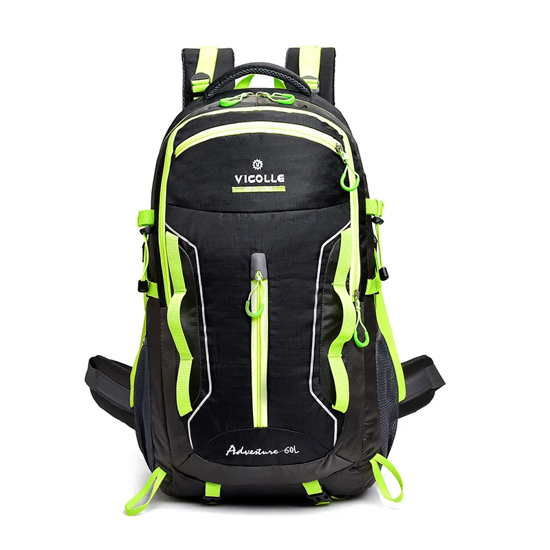 60л Большая вместительная Мужская походная сумка, уличный водонепроницаемый Оксфордский рюкзак для отдыха и путешествий, рюкзак для альпинизма и альпинизма - Цвет: Green