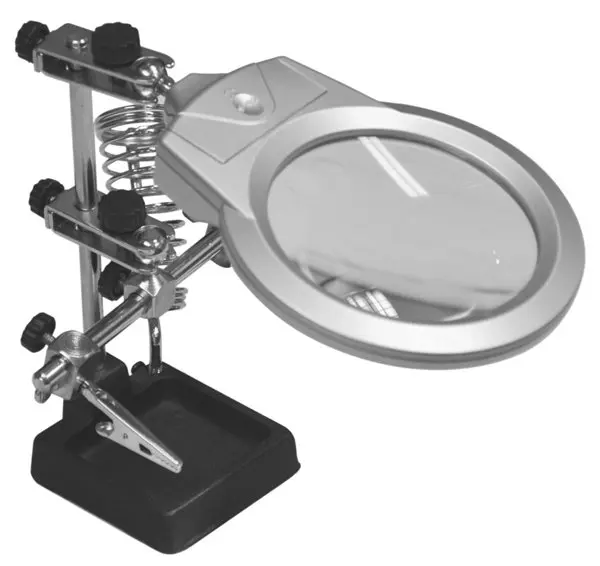 Лупа Kromatech настольная 2/6x 90 мм на шарнире с держателем и подсветкой (2 LED) MG16129-A/JM-508A |