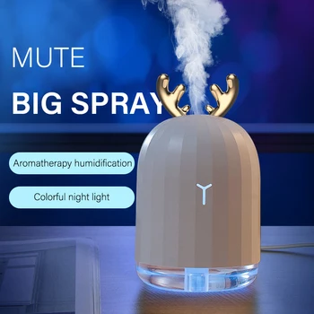

ELOOLE Cute Elk Ultrasonic Air Humidifier Aroma Essential Oil Diffuser for Home Car USB Fogger Mist Maker with LED Night Lamp