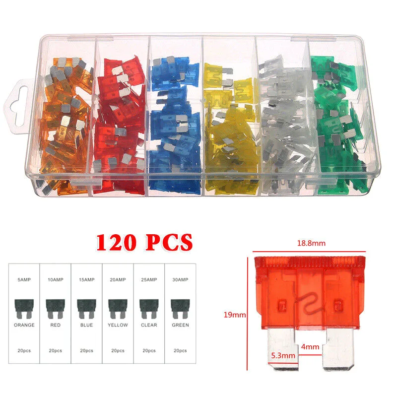 

120pcs Car Fuse Boxed Assortment Plug-in Fuses for Trucks RV Auto SUV Boat Motorcycle LAD-sale