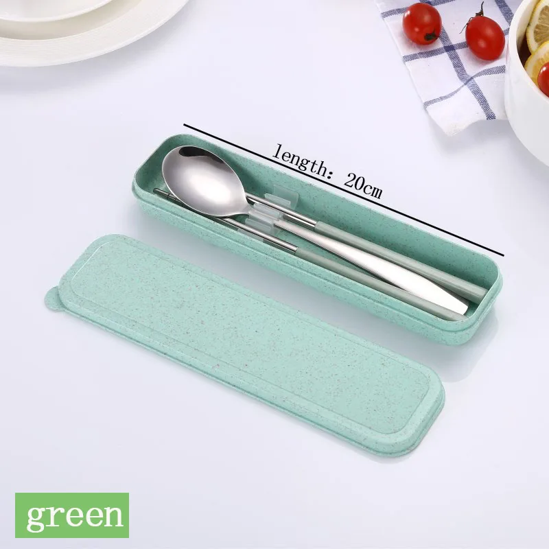 small and green Leadmore ложка палочки для еды оптом Китай набор столовых приборов эко портативные дорожные столовые приборы для взрослых набор - Цвет: small and green