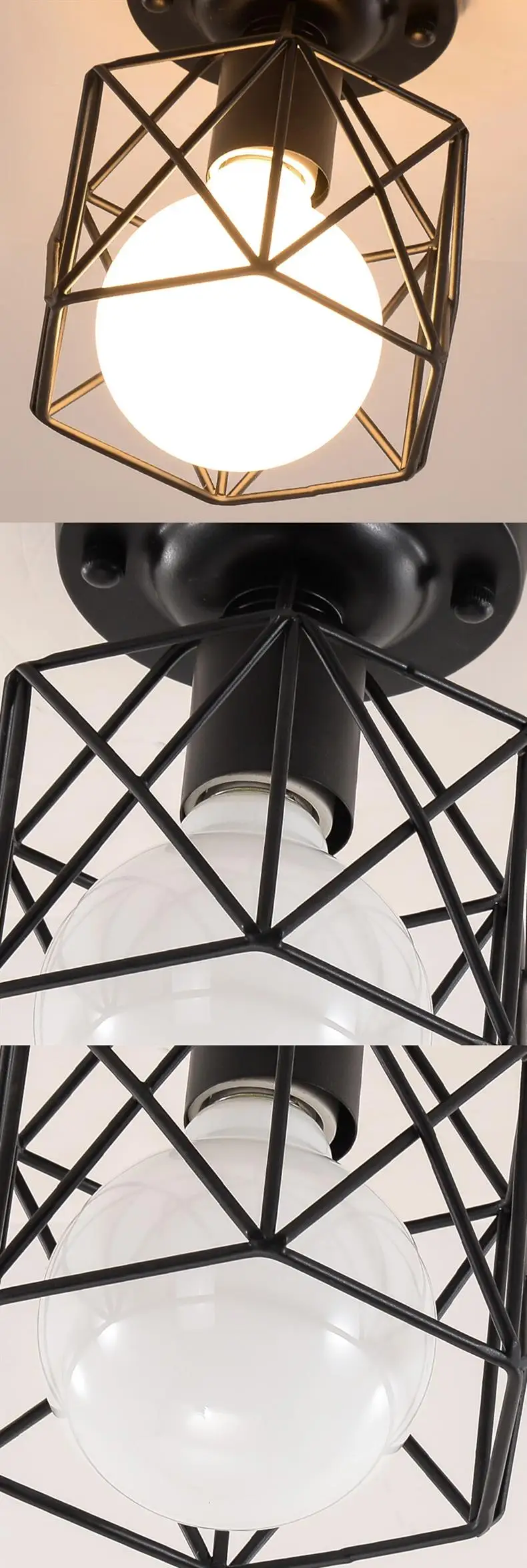 Modern nordic black wrought iron E27 led ceiling lamps for kitchen living room bedroom study balcony restaurant cafe hotel