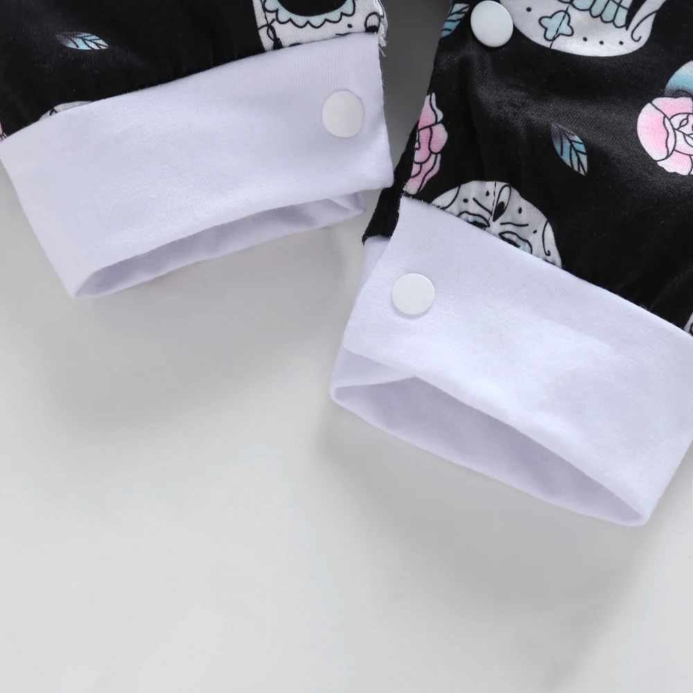 2020 Newborn Baby Boys Girls Rompers Skull Floral Long Sleeve Playsuit Halloween Costume Jumpsuit Cotton kids Outfits