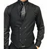 Black Formal Men's Vest Double-Breasted V-neck Men's Suit Vest Custom Wedding Tuxedo Steampunk 4