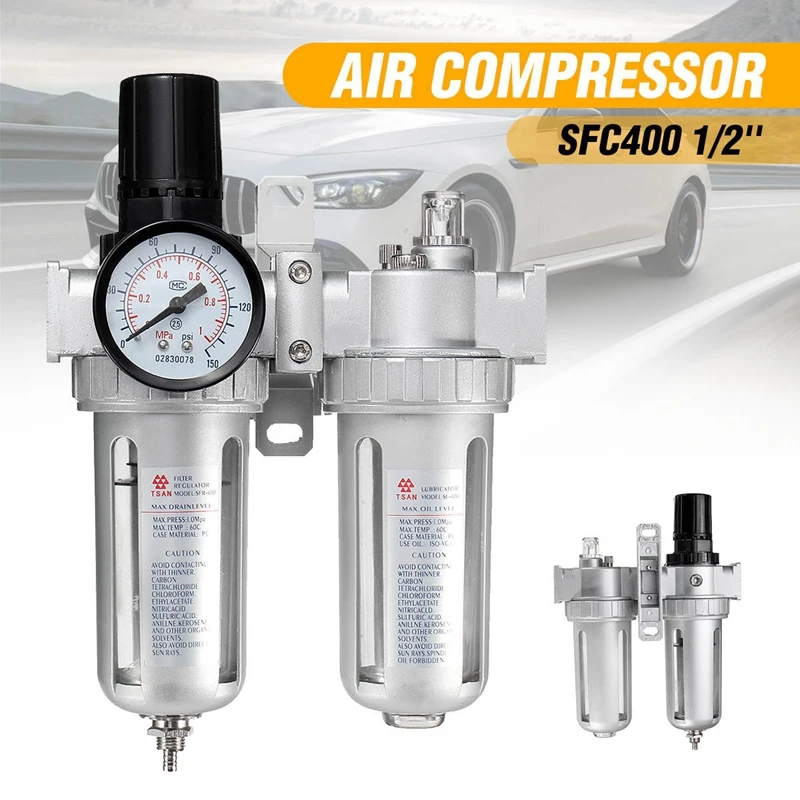 

SFC400 1/2 Air Compressor Fuel Oil Water Moisture Lubricator Trap Filter Air Regulator Connection Pneumatic Parts