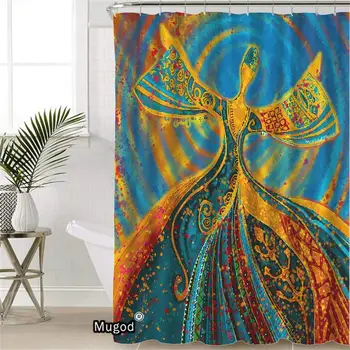 

Traditional Colorful Sufi and African Dance Illustration Painting Artwork Decorative Shower Curtain
