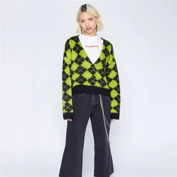 

Wool Check Winter Jacket Womens Large Size Harajuku Overcoat Plus Size Jackets Women Cropped Jacket Ceket Women Clothes II50NSJK