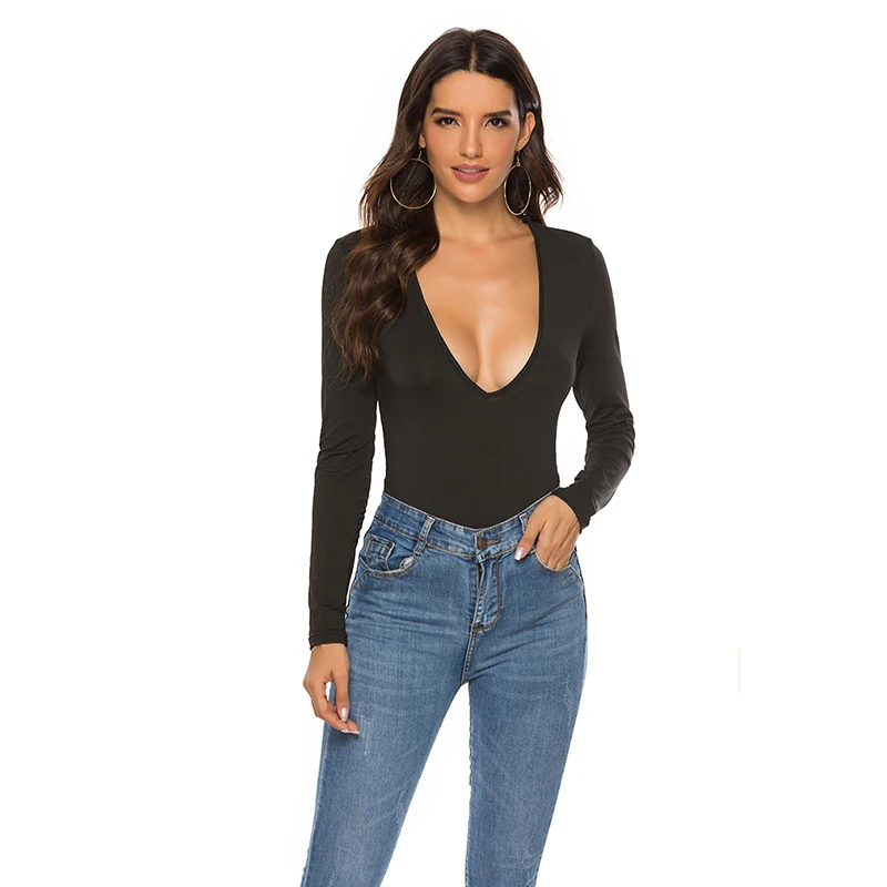 Women Long Sleeve Bodysuit Fashion Stretch Womens Bodysuit With Button Solid Slim Casual Ladies Rompers Autumn Clothing