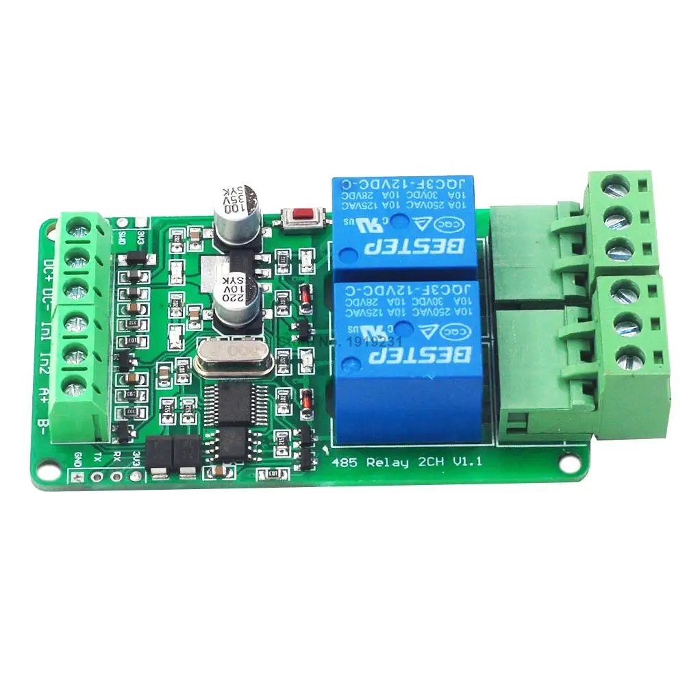 Modbus-Rtu 2 канала 12 В релейный модуль переключатель вход/выход RS485/ttl связь