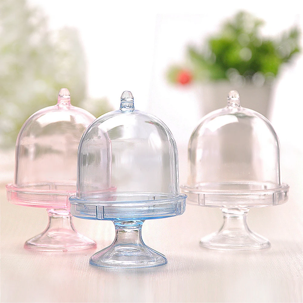 

12 Pcs Creative Transparent Plastic Candy Box Dessert Plate PS Material Round DIY Kitchen Storage Candy Box Cake Snack Box