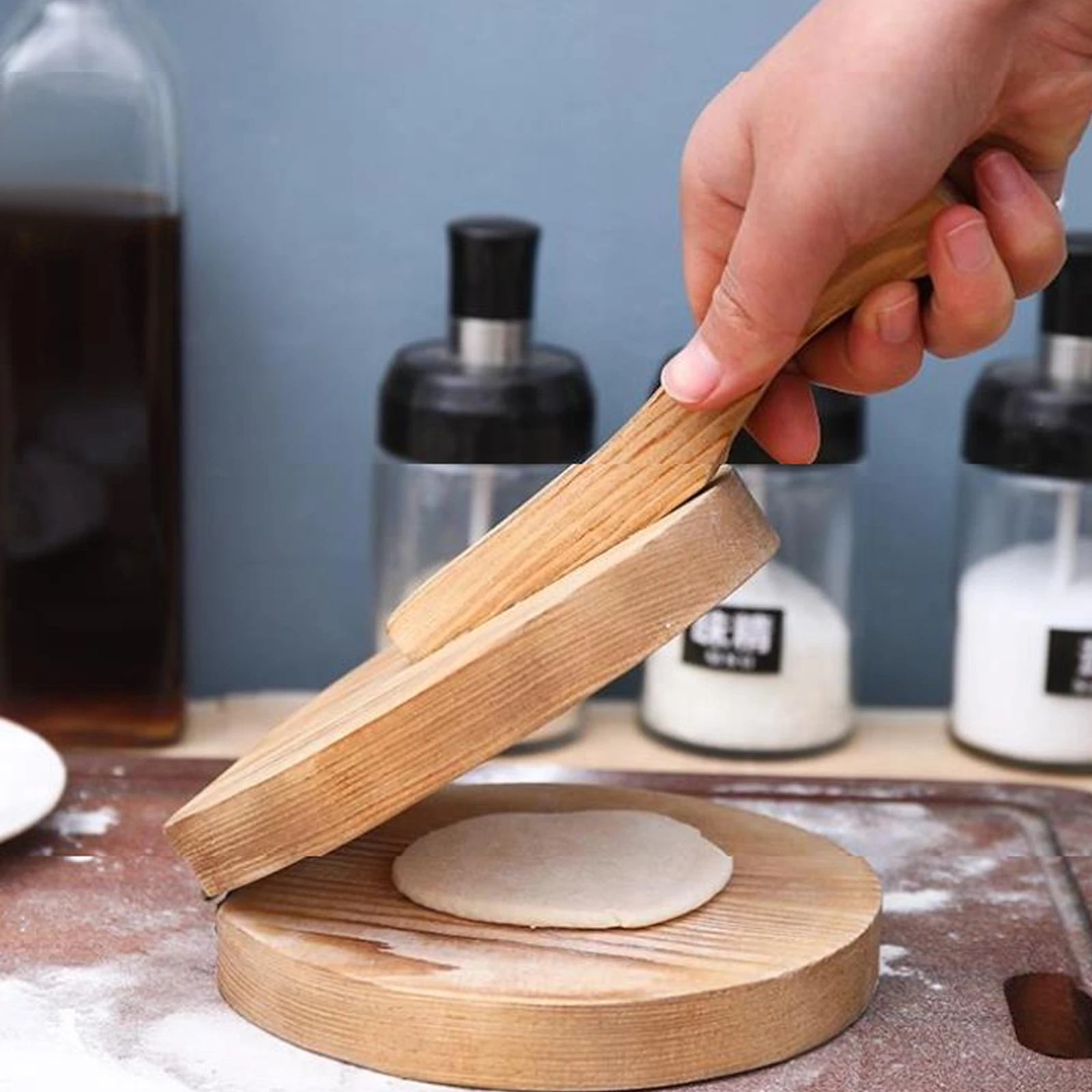 Khaki Wooden Dumpling Wrapper Presser Dumpling Pressing Tool for Home Kitchen Accessories