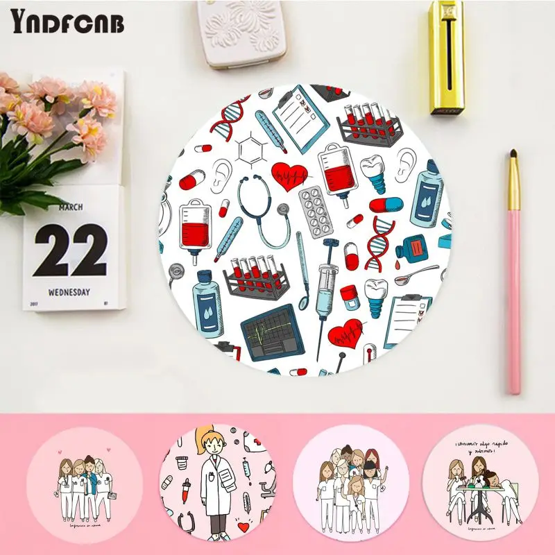 Круглый игровой коврик для мыши YNDFCNB компьютерные коврики врачей медсестер