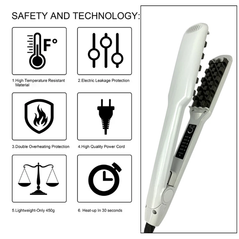 Professional Volumizing Hair Iron Straightener Comb Increase Hair Volume Fluffy Hair Straightener Flat Irons Fluffy Corn Perm 3