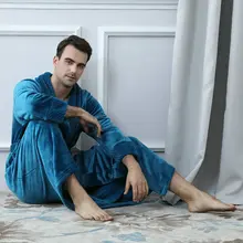 Мужские зимние толстые ночные рубашки синий красный фиолетовый серый длинный теплый фланелевый спальный халат Мужская шаль воротник коралловый флис одежда для отдыха Новинка