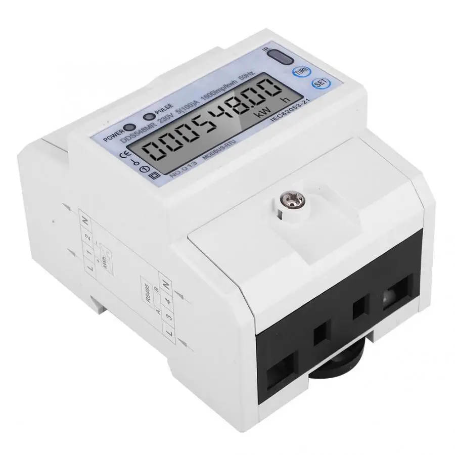 Однофазный 5-100A 230V AC многофункциональный счетчик электроэнергии DIN Rail ЖК-дисплей кВтч метр с RS485 электронный ваттметр