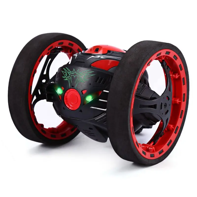 

Mini Cars Bounce Car PEG SJ88 2.4GHz RC Car with Flexible Wheels Rotation LED Light Remote Control Robot Car Toys for Gifts red