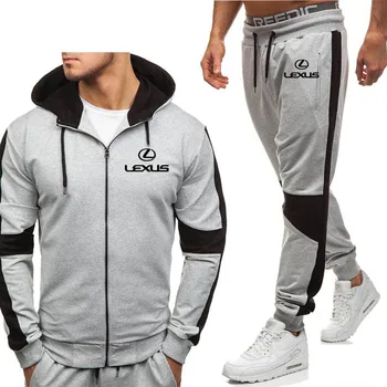 

Hoodies Men Lexus Car Logo Print New Fashion Casual Harajuku Hooded Fleece Warm zipper Jacket Sweatshirt Sweatpants Suit 2pcs