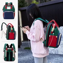 Sac à langer USB pour bébé, sac à dos étanche de maternité, pare soleil à moustiquaire, sacs de lit multifonctionnels pour bébé, berceau pliable Portable
