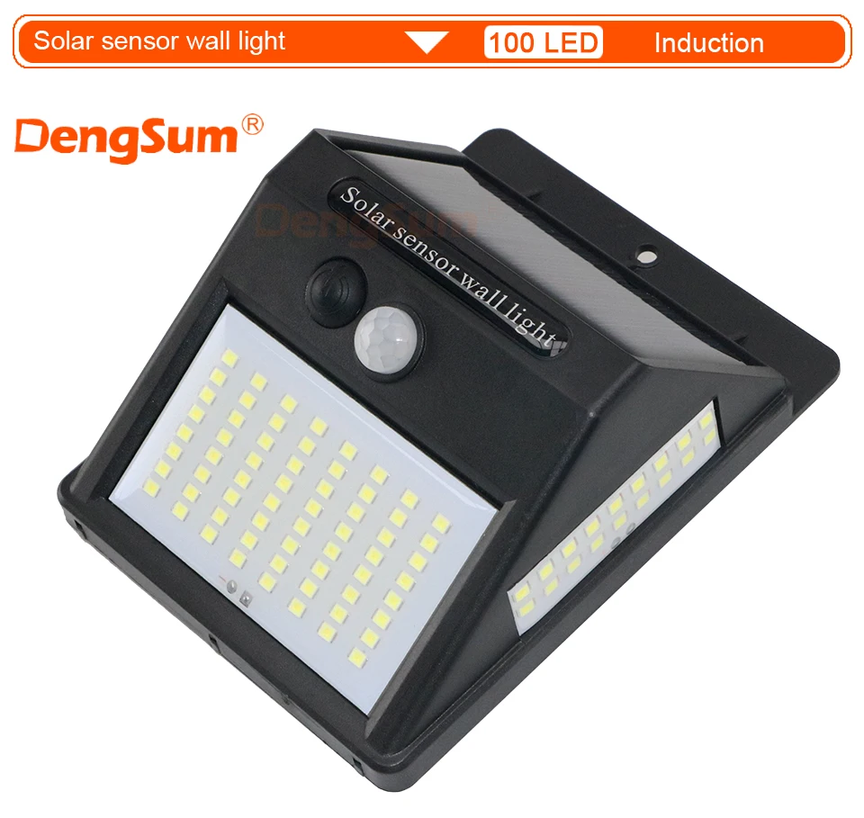 Pir sensor de movimento 100led luz solar