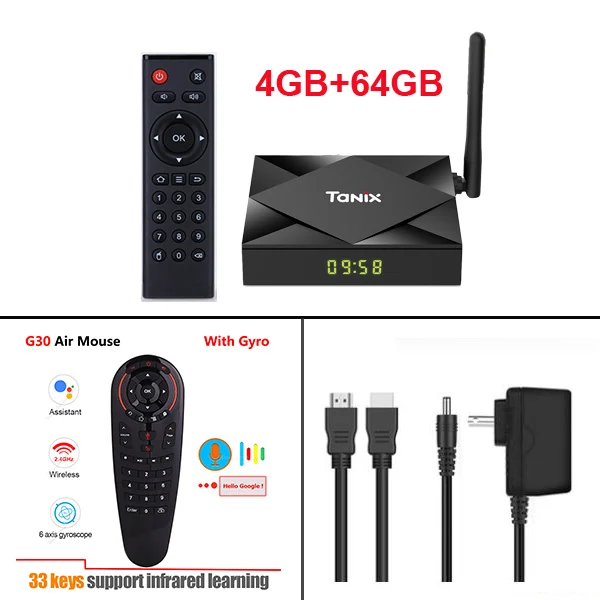 Tanix TX6S ТВ приставка Android 10,0 Allwinner H616 Четырехъядерный 4 Гб 64 Гб 2,4G/5G двойной Wifi Youtube 6K HDR Google TX6 Смарт медиаплеер - Цвет: 4GB 64GB G30