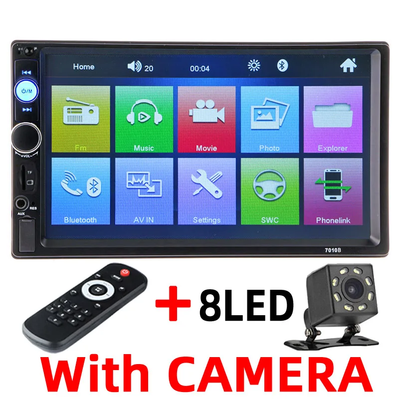 7010B-C8 Универсальный 2 Din Автомобильный Радио " сенсорный экран Bluetooth аудио видео 2din Авторадио резервная камера MP5 стерео Мультимедийный Плеер coche - Цвет: 7010B-C8