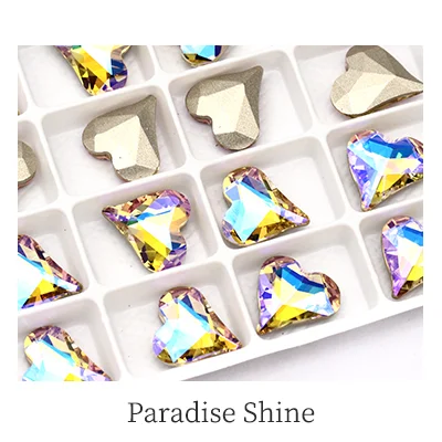 Paradise Shine Переливающиеся в форме сердца ювелирные украшения остроконечные Свободные Стразы для ногтей K9 стеклянные стразы кристалл клей на одежду ремесла - Цвет: Paradise Shine
