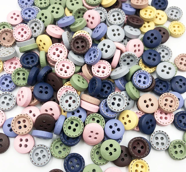 Sewing Button Scrapbook, Sewing Button 10, Wooden Buttons