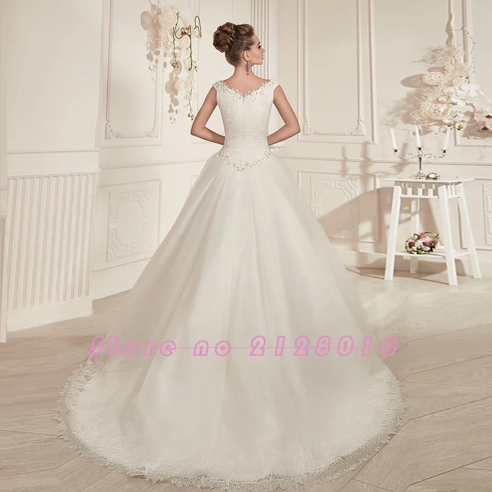 Новое поступление свадебное платье трапециевидной формы Vestiti Da Sposa с v-образным вырезом на молнии, расшитое бисером и кристаллами кружевное Тюлевое свадебное платье размера плюс
