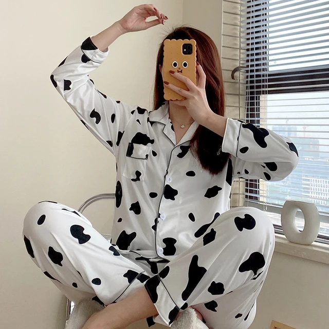CAIYIER Winter Women Pajamas Suit Long Sleeve Trousers Lounge Lovely  Girls Cartoon Rabbit Loose Cardigan Sleepwear Homewear 2XL 1008-1