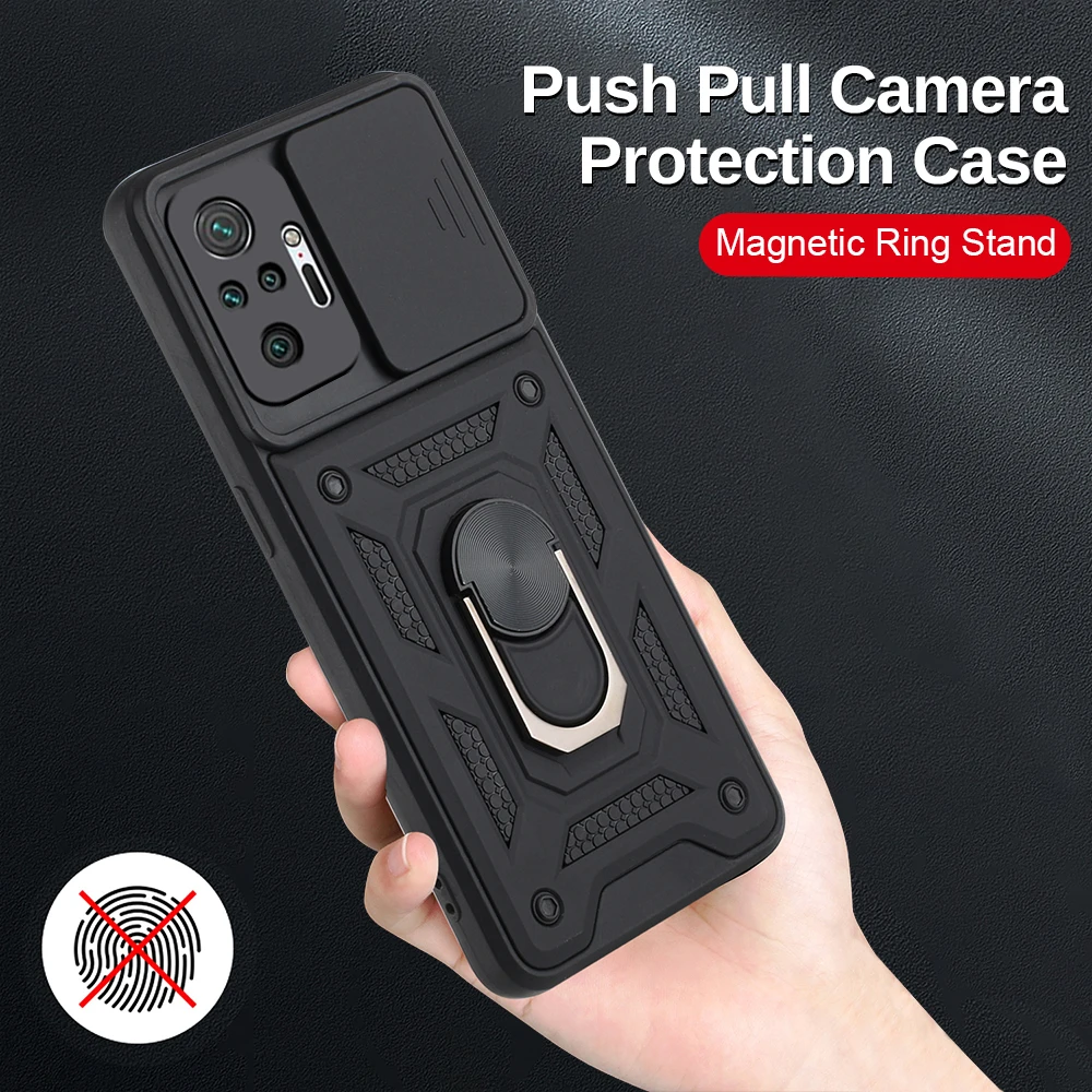 Slide Camera Lens Protect Phone Case For Xiaomi Redmi Note 10 Pro