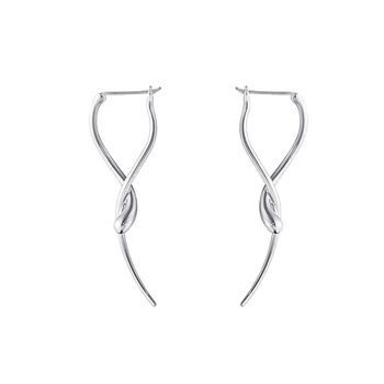 

LONDANY Line cross earrings female metallic cold wind simple long temperament french earrings gradient round line illusion wear