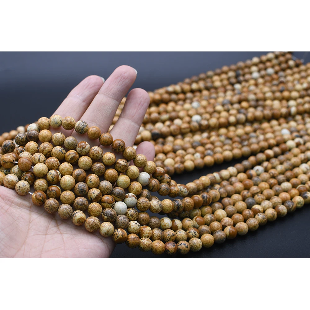 8mm AA Natural Smooth Dark Yolk stone round  Stone Beads For DIY necklace bracelet jewelry making 15 