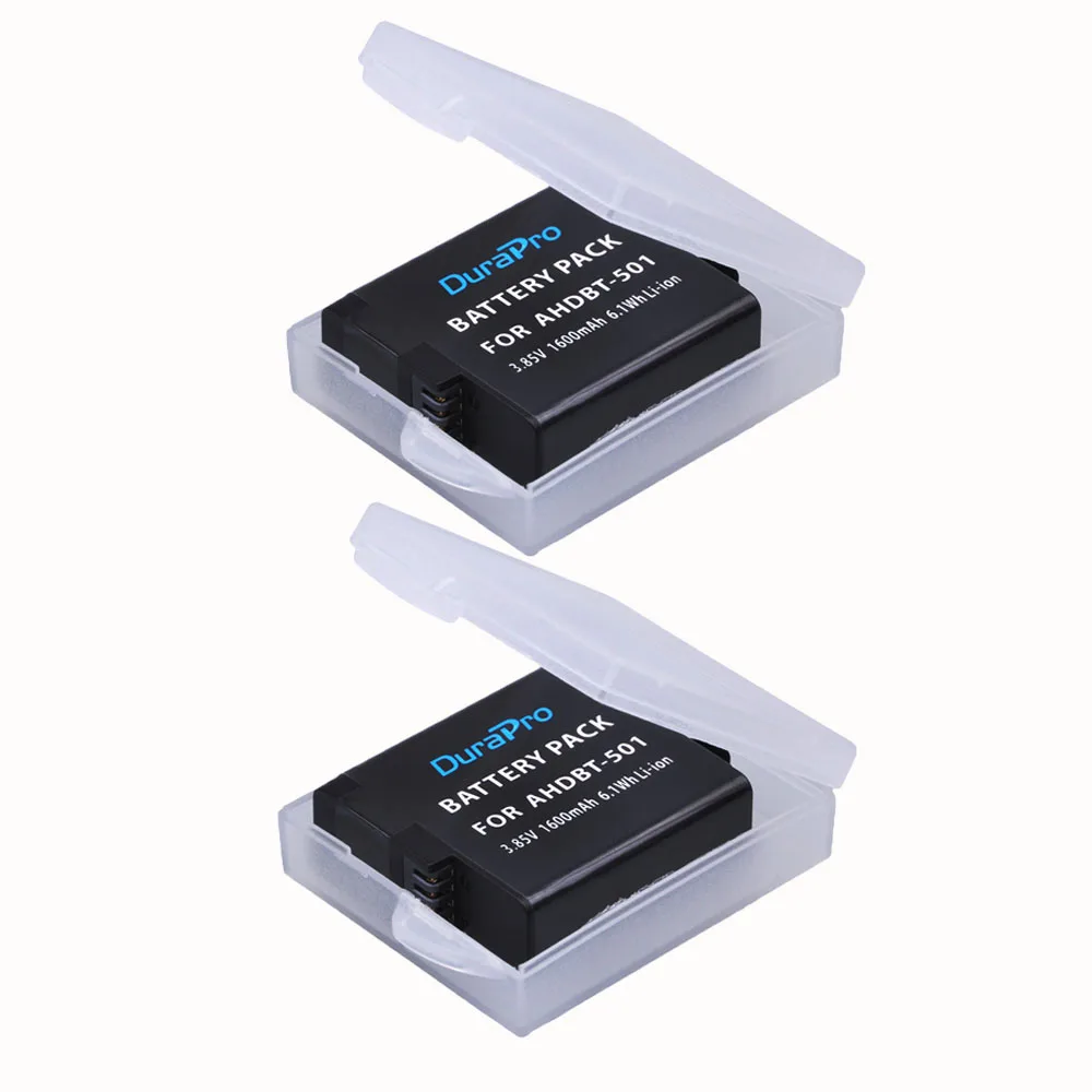 Durapro 2Pc 1600Mah Ahdbt-501 Batteria Ricaricabile Per Gopro 5 Hero 5 Go Pro 5 Ahdbt 501 Action Camera