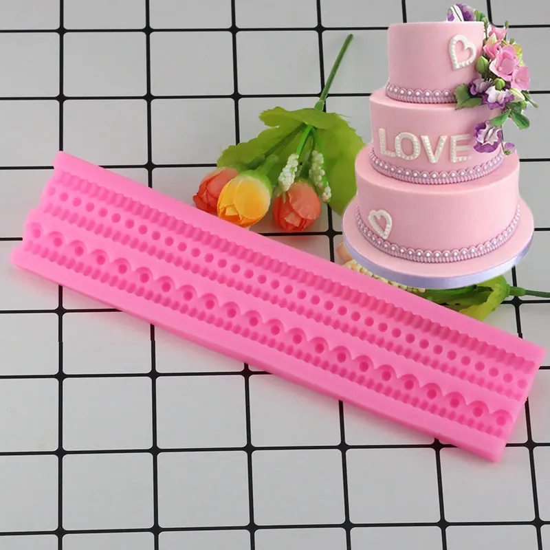 

3D Rope Silicone Pearl Chain Cake Border Molds Cupcake Fondant Cake Decor Craft Tools Candy Chocolate Gumpaste Moulds Bakeware