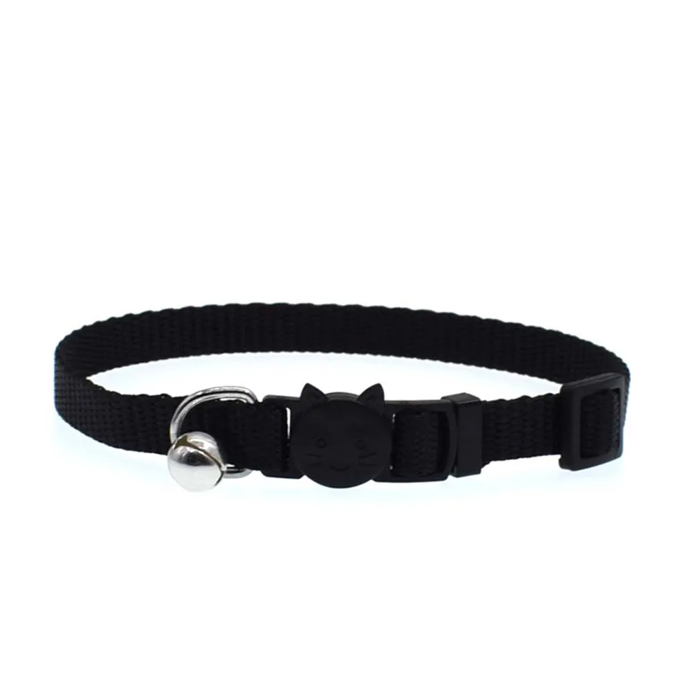 black Ошейник из нейлона для кошек, регулируемая безопасная Пряжка, цветной Колокольчик для домашнего питомца, ошейник, ожерелье - Цвет: black