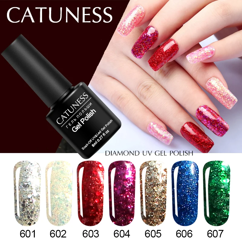 CATUNESS гель для ногтей с блёстками лак УФ и светодиодный отмачивающий Гель-лак
