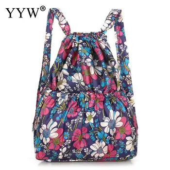 

Vintage Backpack With Packet Nylon Printed Backpack Women 2019 Fashion Soft Surface Rucksack Breathable Bookbag For Teenage Girl