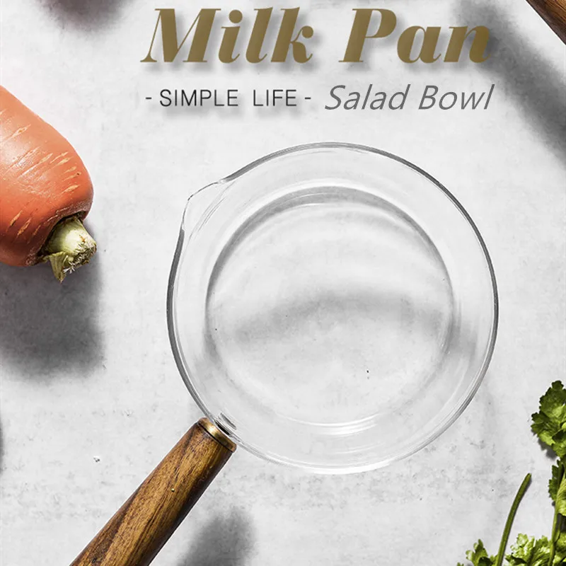 

Glass Small Milk Boiling Pot Salad Bowl Household Infant Dietary Supplement Open Fire Noodle Boiler Transparent Fruit Ramen Bowl