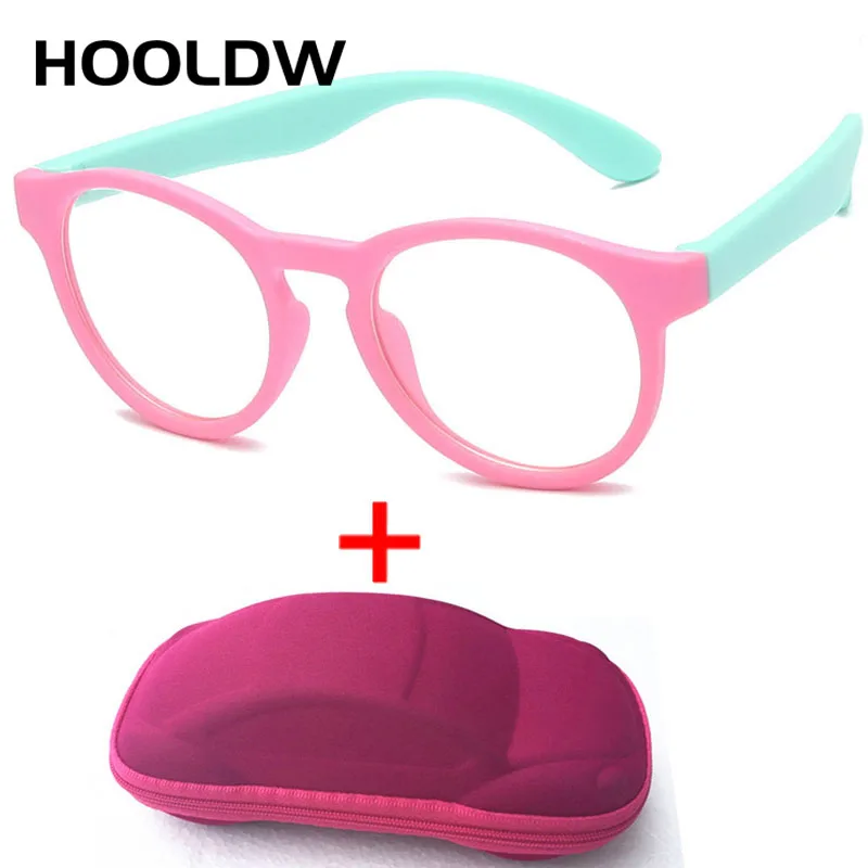 Anti Blue Light Glasses Anti Blue Light Kids Glasses Round Silicone Children Eyewear Boy Girls Optical Frame Computer Transparent Eyeglasses UV400