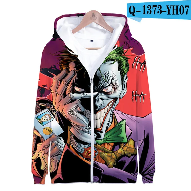 HAHA Joker толстовки на молнии мужские толстовки с капюшоном на Хэллоуин с сумасшедшей улыбкой толстовки для мальчиков и девочек Suicide HAHA Joker Кепка-капюшон куртки пальто - Цвет: 3dLL-308-65