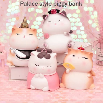 

Palace Style Piggy Bank Palace Cat Rice Piggy Bank Children Save Paper Money Money Box Resin Craft Ornaments Coin Storage Box