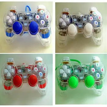 

USB Gamepad Transparent Handle Computer Wired Joystick Color Light Game Controller PC Double Vibration Gamepad Joypad