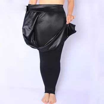 Plus size xl xl women leggings black high waist faux leather fitness legging elastic stretch skinny