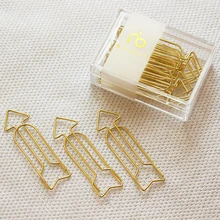 Trombone en forme de flèche doré, 12 pièces/boîte, Clip de reliure, signet, accessoires de bureau, trombone, Clip Patchwork