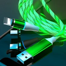 3A Fließende Licht LED Magnetische Kabel Micro USB Typ C Kabel Schnelle Lade Daten Kabel für iPhone Samsung USB-C Telefon kabel Kabel