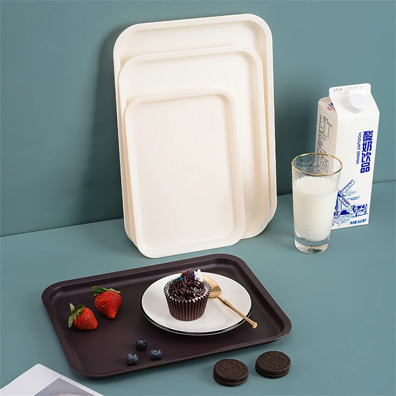 RectangularTrayPlasticDinnerPlateNordicWhiteFruitCakeStorage