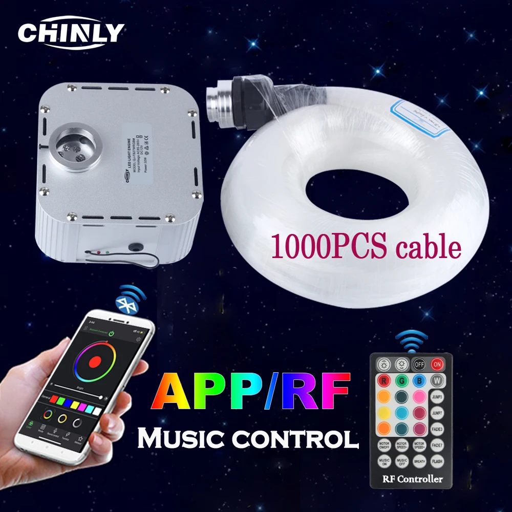  Twinkle 32W RF Remote Control LED Fiber Optic Light Starry Sky Effect Ceiling kit with 1000pcs 5m 0 - 32528060609